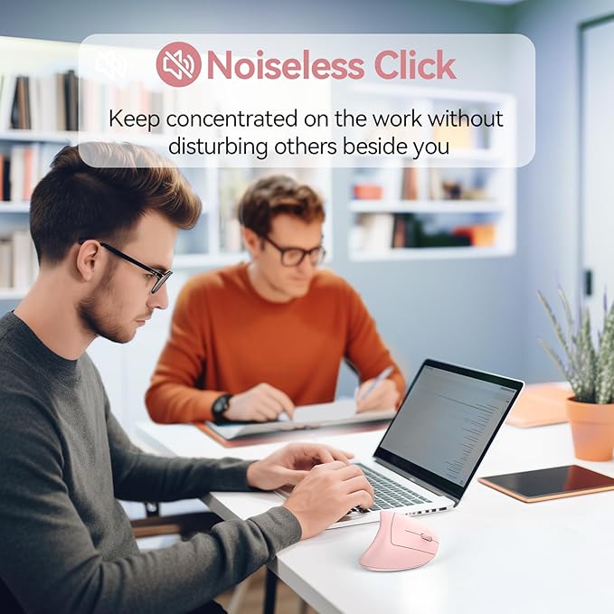 TECKNET Ergonomic Mouse Wireless, Rechargeable Mouse Wireless Silent for Carpal Tunnel Right Hand, 2.4GHz USB Vertical Mouse Wireless for Laptop, 5 Adjustable 4800 DPI, Computer, MacBook, Desktop