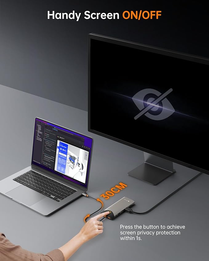 NOVOO USB C Docking Station Dual Monitor, 15 in 1 Laptop Docking Station 3 Monitors with 2 HDMI,VGA,USB C/A Ports, 100W PD, RJ45, SD/TF and Audio, Multiport Adapter for MacBook/Dell/iPhone/HP/Lenovo