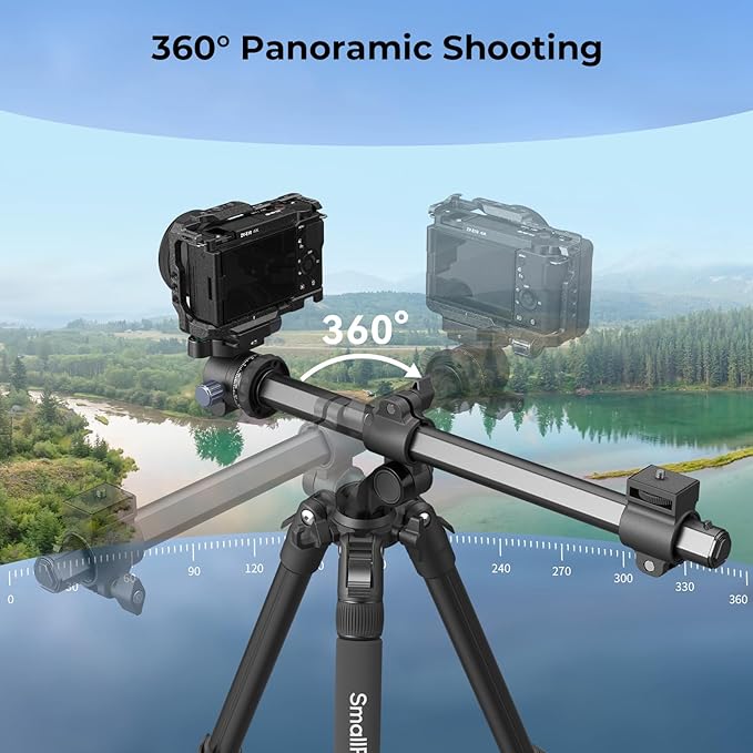 SmallRig CT25 64.5"/164cm Horizontal Overhead Tripod for Camera with Smartphone Holder & Carrying Bag, 22lb Max Load Aluminum Horizontal Camera Tripod for Overhead Shots