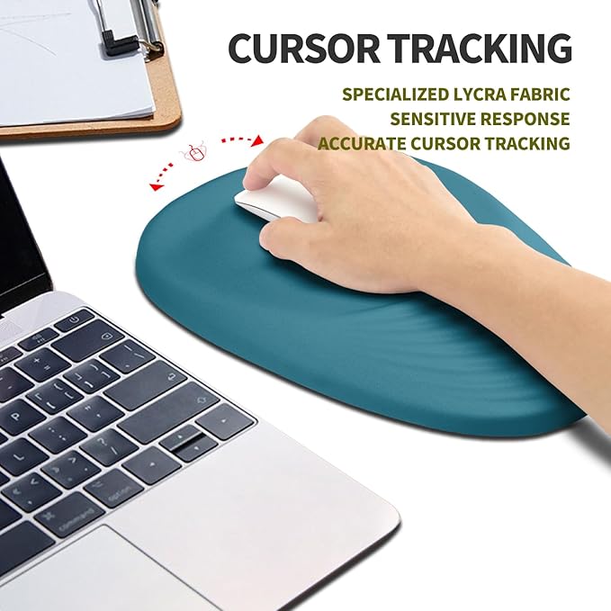Hokafenle Ergonomic Mouse Pad Wrist Support, Terraced Slope Carpal Tunnel Wrist Pad for Mouse with Unibody Memory Foam, Wrist Rest Pain Relief Mousepad (Turquoise, 11.8x7.9 in)
