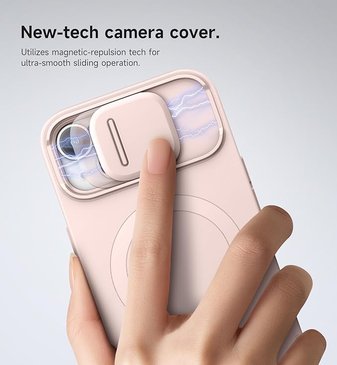 SURITCH for iPhone 13/14 Case with Magnetic Camera Slide Cover and Adjustable Kickstand, Compatible with MagSafe, Shockproof Bumper Case Slim Protective Cover for iPhone 13/14 6.1 Inch, Pink