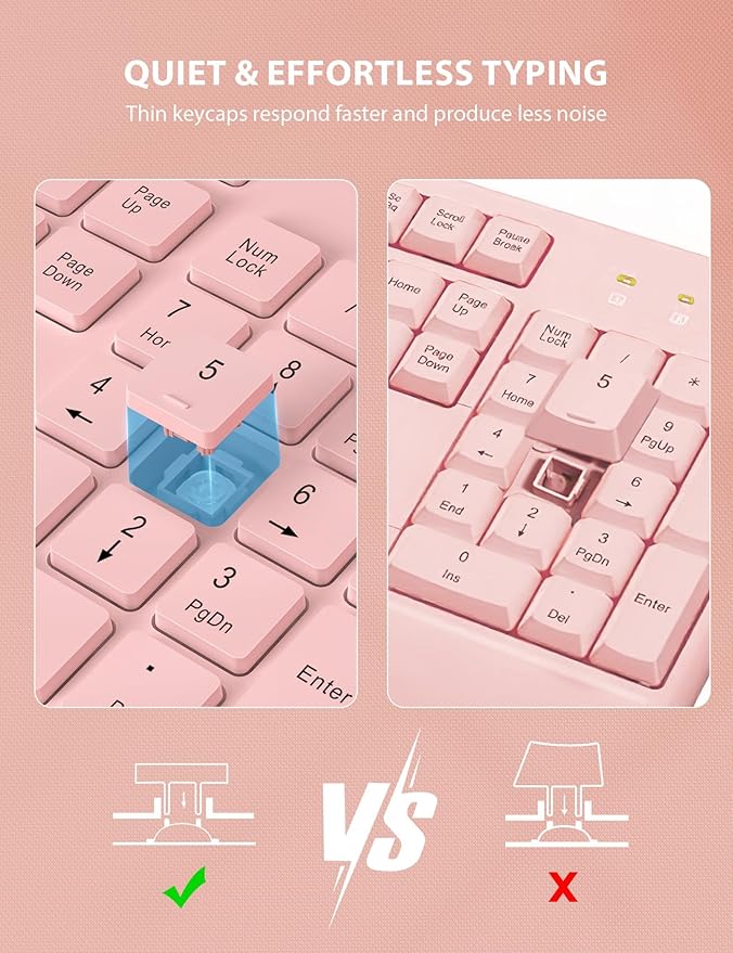 Wireless Keyboard and Mouse Combo - Full-Sized Ergonomic Keyboard with Wrist Rest, Phone Holder, Sleep Mode, Silent 2.4GHz Cordless Keyboard Mouse Combo for Computer, PC, Laptop, Mac, Windows -Trueque