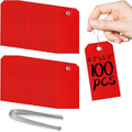 100 Pcs Red Tags with String Blank Shipping Tags with Metal Wire Writable Price Repair Plastic Service for Equipment Product Jewelry Clothing Inventory Car Parts (Red, 4 3/4" x 2 3/8")