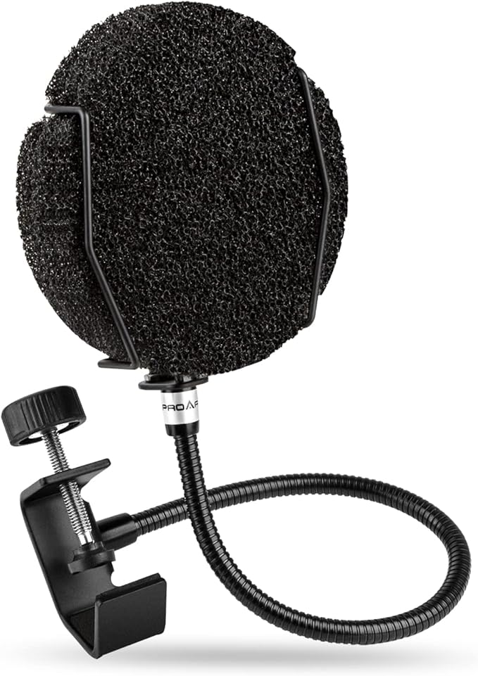 Pop Filter for Microphone - Sponge Layered Pop Wind Screen with Enhanced Flexible 360° Gooseneck