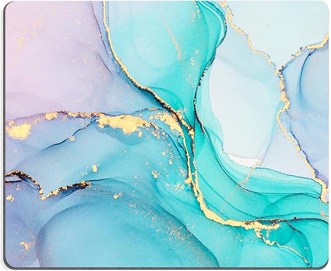 Mouse Pad, Cyan Blue Marble Mouse Pad, Washable Square Cloth Mousepad for Office Laptop, Non-Slip Rubber Base for Wireless Mouse for Computer Desk