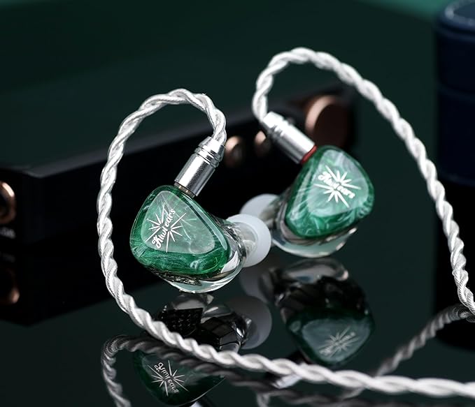 Kiwi Ears Orchestra Lite in Ear Monitor, Custom 8BA HiFi Earphone, Studio Monitor Headphone, Wired Earbuds with Detachable OFC Cable, Handcrafts Faceplate for Audiophile Musician (Green)
