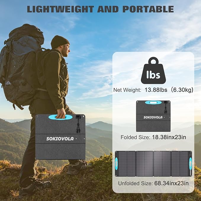 N-Type 16BB 160W 18V Portable Solar Panels for Power Station,25% High Conversion Efficiency ETFE Foldable Solar Panel Charger with Adjustable Kickstand Solar Panel for Camping Outdoor RV