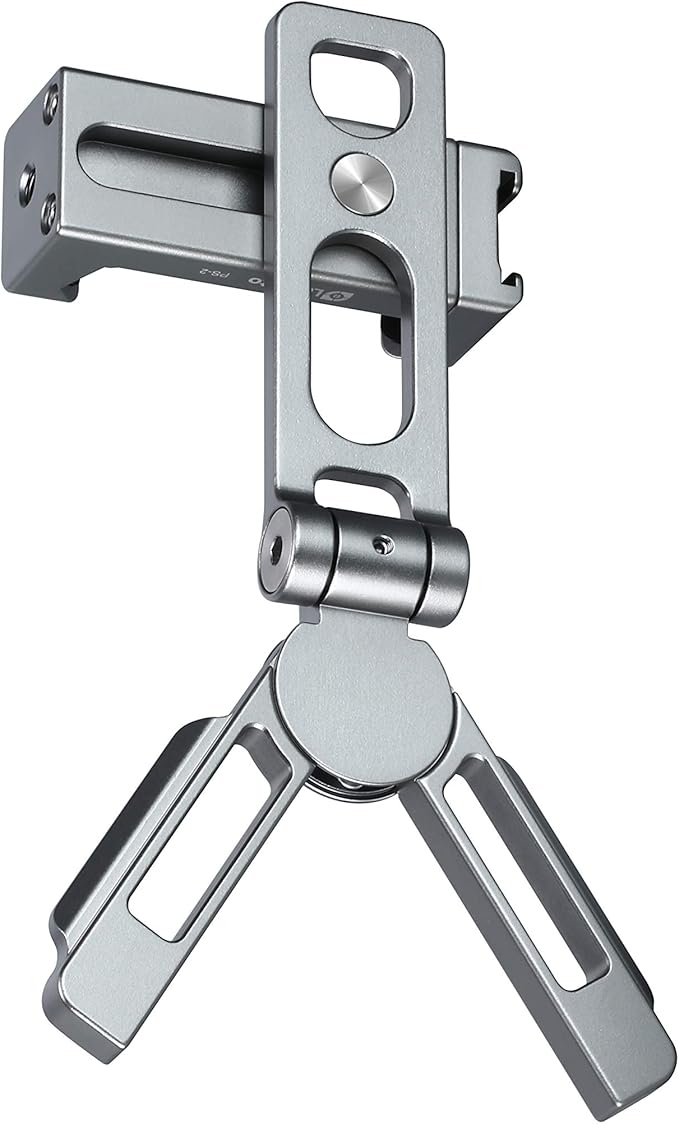 LEOFOTO PS-2 Phone Holder, Cell Phone Stand, Adjustable Angle, Compact and Portable, 1/4" Screw Thread, Arca Compatible (Silver)