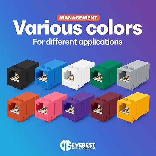 Everest Cat6 RJ45 Keystone Coupler (24-Pack) in Green - RJ45 Coupler - Cat 6 Couplers - Female to Female Cat6 Keystone Jacks - Ethernet Couplers - Ethernet Cable Extender