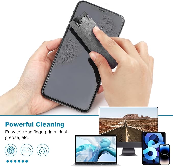 6 Pack Screen Cleaner 3-in-1 Touchscreen Mist Cleaner Spray and Microfiber Cloth Built-in Cleaning Solution Portable Reusable Fingerprint-Proof Spray Bottle for Phone Laptop iPad TV Monitor Car Screen