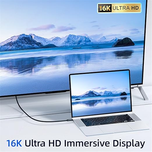JEYI Thunderbolt 5 Cable 1m/3.3ft 80Gbps,120Gbps Bandwidth 16K/Dual8K,Multi-Screen Display,240W Fast Charging TB5,USB4/3/2,for iPhone 15/16,MacBook Pro/MacBook Air M3/iMac,Dell XPS 13/15(5-Certified)