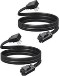 DEWENWILS 6FT Flat Plug Extension Cord with 3-Prong Flat Plug, 15A/1875W 14/3 SPT-3 Flat Wire, Space Saving for Home Office Appliances & Electronics, ETL Listed, 2 Pack, Black