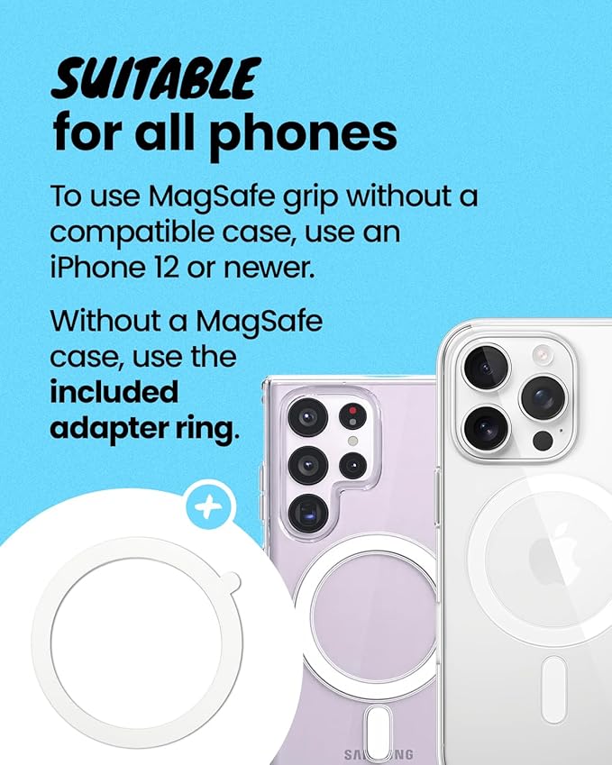 3 in 1 Magnetic Umbrella Sunshade Collapsible Expandable Phone Grip & Stand - Elegant Magsafe Compatible Phone Holder for Secure Grip and Hands-Free Viewing (Sky Blue)
