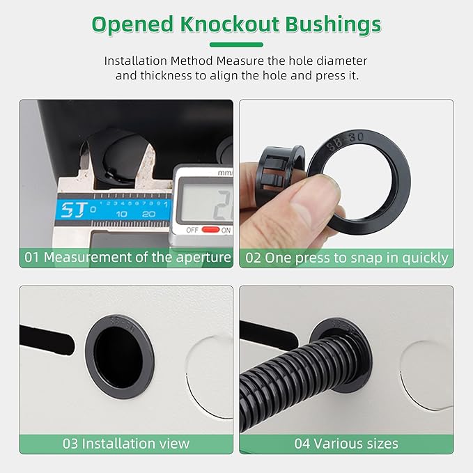2-1/2"(63mm) Black Snap-in Knockout Insulating Bushing Grommets, Plastic Cable Hole Grommets for Wiring, Round Nylon Snap in Locking Electrical Wire Cord Hose & Tubing Bushings Grommets, 4pcs
