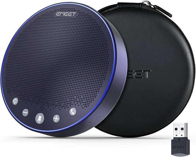 EMEET Bluetooth Speakerphone M3, Zoom Certified 4 AI Mics 360°Voice Pickup 18H Talk Time Conference Speaker and Microphone, USB/Bluetooth Conference Speaker w/Daisy Chain for 20 People for Zoom Teams