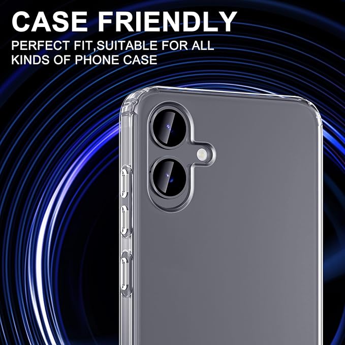 for Samsung Galaxy A06 Camera Lens Protector, Individual Metal Ring Tempered Glass Lens Cover, [Strong Adsorption] Scratch Resistant Ultra-Thin HD Clear Lens Cover, 1 Set-Black
