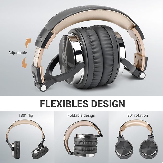 OneOdio Wired Over Ear Headphones Studio Monitor & Mixing DJ Stereo Headsets with 50mm Neodymium Drivers and 1/4 to 3.5mm Jack for AMP Computer Recording Podcast Keyboard Guitar Laptop - Grey