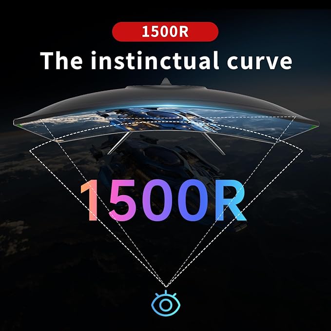 KTC 24 inch 1500R Curved Gaming Monitor 165Hz 1ms FHD 1080p VA Tilt Adaptive Sync HDR 110% sRGB DP/HDMI,VESA for Gaming Home Office Business PS5 PC Monitors