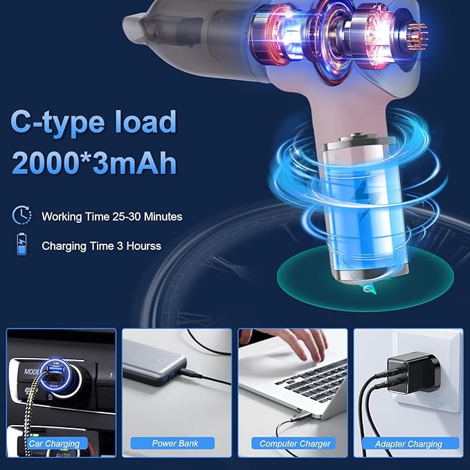 Handheld Car Vacuum Cleaner, 21000PA 4 in 1 Portable Rechargeable Brushless Motor Mini Cordless Car Cleaner, 120W High Power with Multi-Nozzles for Home Office Pet, Present for Girl Women Pink