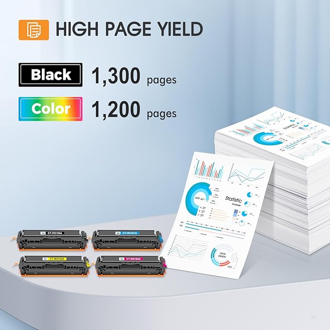 218A 218X Toner Cartridges 4 Pack 3301fdw with Chip Compatible Replacement for HP 218A 218X Color Laserjet Pro MFP 3301cdw 3201dw 3301sdw Printer High Yield Ink Set W2180A (Black Cyan Yellow Magenta)