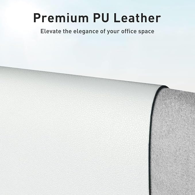 Aothia Leather Desk Pad Protector, Office Mat, Large Mouse Pad, Non-Slip PU Leather Blotter, Laptop Desk Pad, Waterproof Writing Pad for Office and Home (Barely Grey, 31.5" x 15.7")