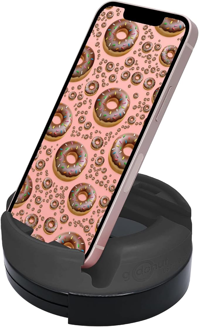 GoDonut – Phone Stand 360 Swivel – Cell Phone Holder + iPad Stand Desk Organizer - Compatible with Tablet, iPhone, Kindle & Most Smartphones – Black