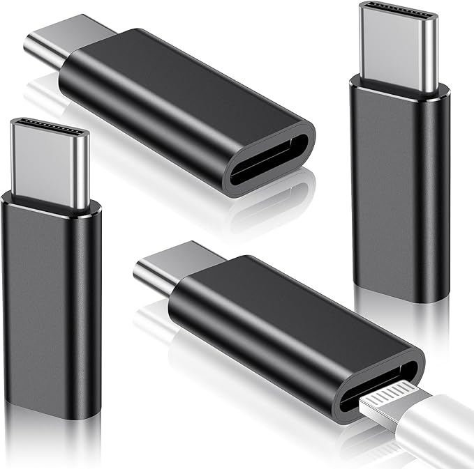Temdan 4 Pack Lightning to USB C Adapter for iPhone 15/16 Pro/16 Pro Max/Plus,Samsung S25/S24,USB C Charger Connector Cable,for iPhone 16/15 Charger,16/15 Accessories - Black(Not for Audio/OTG)