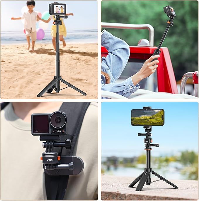 VRIG Mini Quick Release Base Mount for Action Camera, Magnetic Tripod Mount Adapter Compatible with DJI OSMO Action 5Pro/4/3,Go-Pro Hero 13/12/11/10, Akaso, Insta360 (Magnetic Accessories)