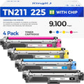 TN221 TN225 Toner Cartridge 4-Pack Black Cyan Yellow Magent Replacement for Brother TN-221 TN-225 to Use with MFC-9130CW HL-3170CDW MFC-9340CDW HL-3140CW 3150CW MFC-9330CDW 9140CDN DCP-9020CDN Printer