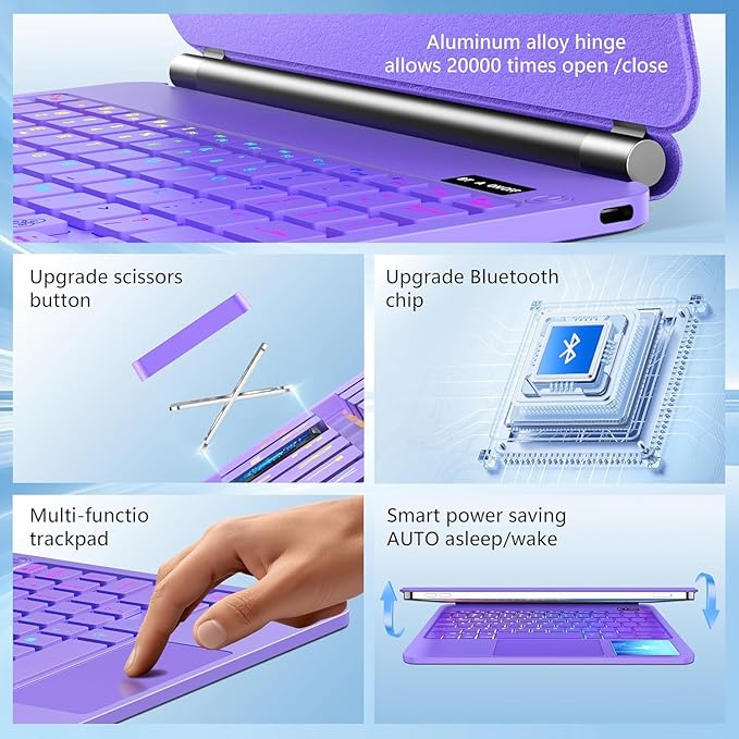 Keyboard Case for iPad Air 13 inch (M2, 2024),iPad Pro 12.9 inch (3/4/5/6th Gen) Magic Magnetic - Easy-Set Floating Cantilever Stand, Multi-Touch Trackpad Backlit Keyboard Case for iPad Air 13