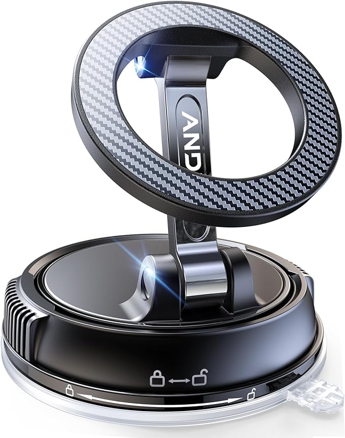 Car Phone Holder for Magsafe [78+LBS Strongest Suction & 2400gf Strongest Magnetic] 360° Adjustable Car Phone Mount, Phone Holders for Your Car for iPhone 16 Pro Max 15 14 13 12 Plus (Carbon Fiber)