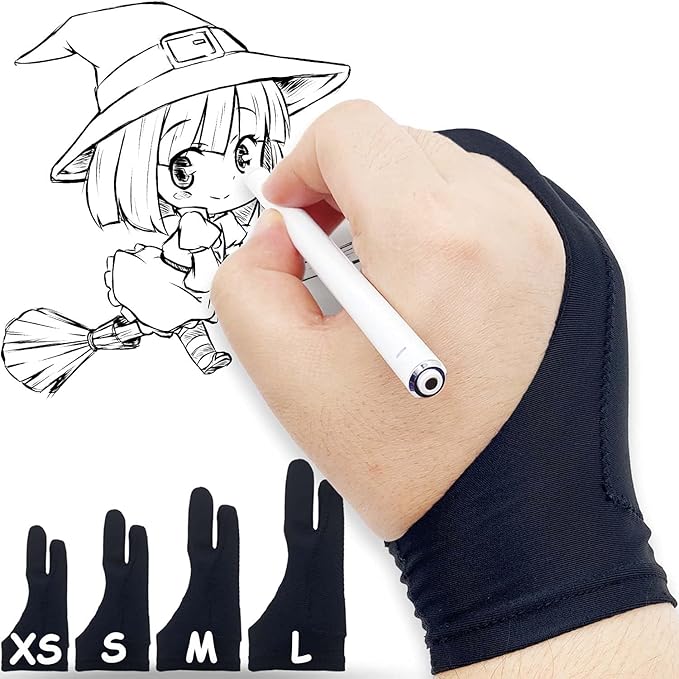 Drawing Glove, Artist Glove for Drawing Tablet iPad, Digital Art Palm Rejection Glove, Good for Left and Right Hand – S, 2 Pack
