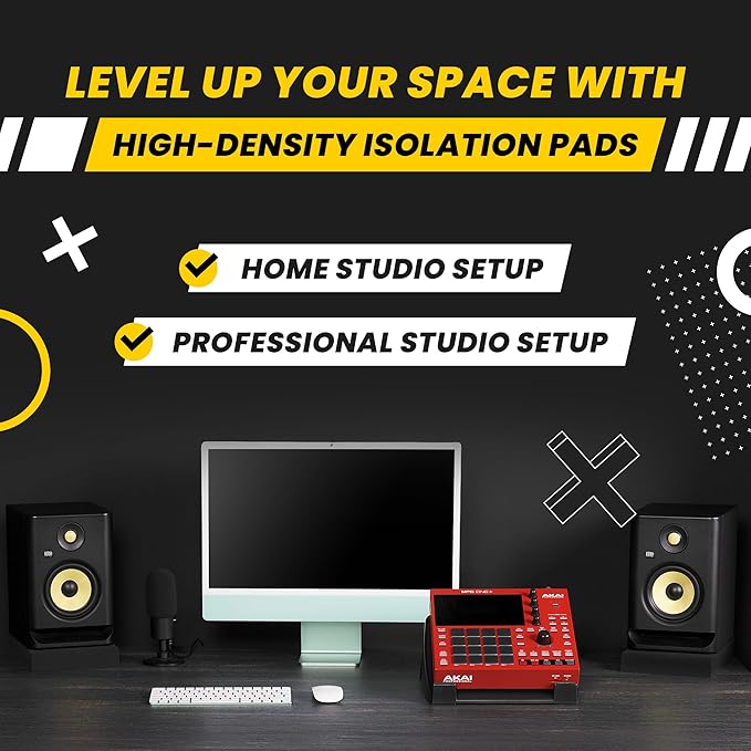 Sound Addicted - Studio Monitor Isolation Pads for 3-4.5 inches Small Speakers, Pair of 2 High Density Dampening Acoustic Stands Foam which Fits Most Bookshelf’s and Desktops | SMPad 4