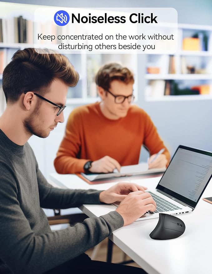 TECKNET Ergonomic Mouse Wireless, Rechargeable Mouse Wireless Silent for Carpal Tunnel Right Hand, 2.4GHz USB Vertical Mouse Wireless for Laptop, 5 Adjustable 4800 DPI, Computer, MacBook, Desktop