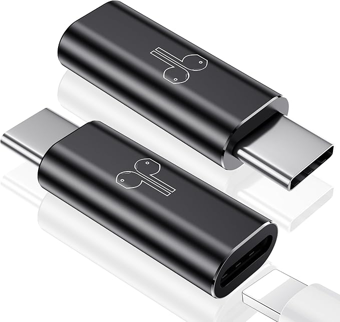 Temdan 2 Pack Lightning to USB C Adapter for iPhone 15/16 Pro/Pro Max/Plus, Support Audio/OTG Adapter, Type C Charger Connector Cable, Black