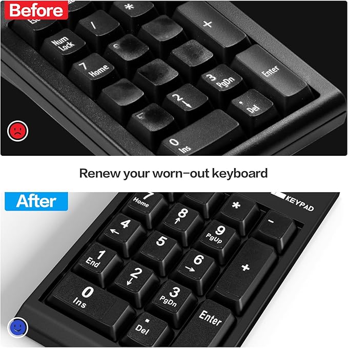 2PCS Keyboard Number Stickers, Keyboard Number Pad Replacement Stickers Universal for Wireless Numeric Pad Numpad Keypad, Laptop, Desktop, Computer, Keyboard Numbers Sticker -Matte