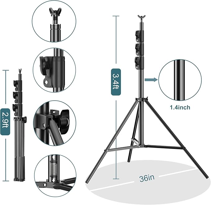 FUDESY Photo Video Studio 10 x 10Ft Heavy Duty Adjustable Backdrop Stand,Background Support System for Photography with Carry Bag, 6 Pcs Clip Clamps