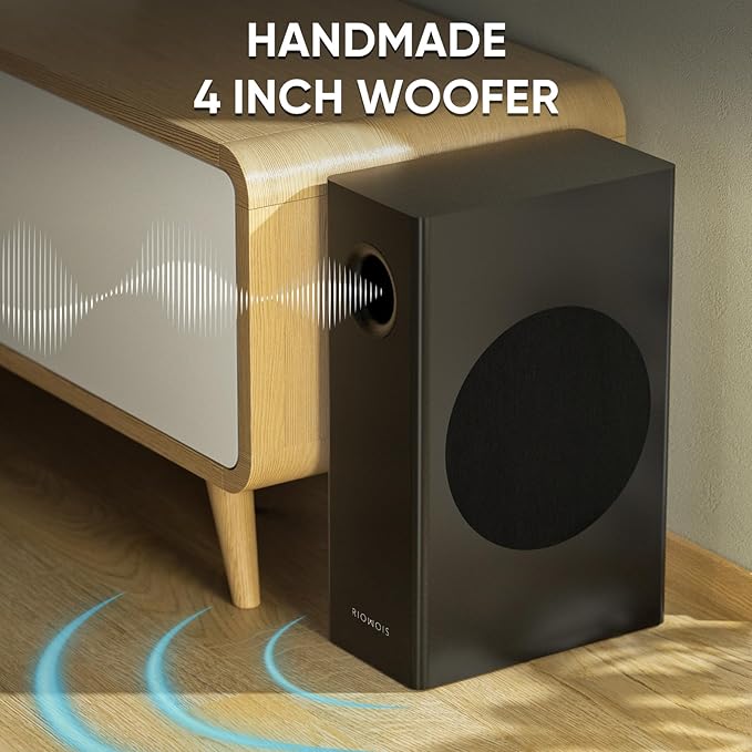 Sound Bars for Smart TV with Subwoofer, 2.1 Deep Bass Small Soundbar Home Theater Surround System Speaker with 4 Inch Subwoofer, Bluetooth/Optical/AUX Connection, Compact Soundbar for TV
