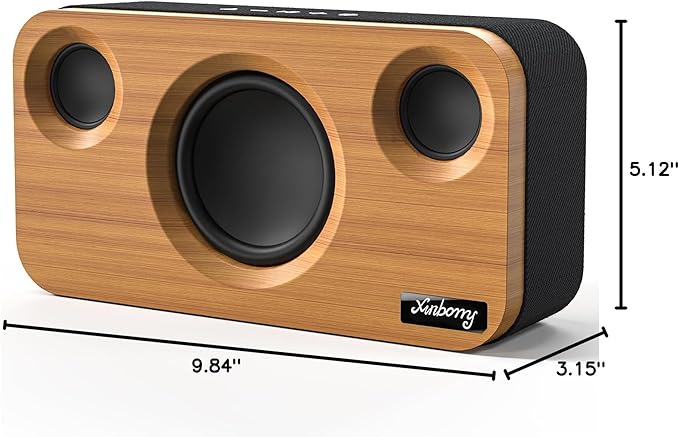 Bluetooth Speaker with Deep Bass, 40W(Peak) Wireless Portable Speaker with AUX, TF Card, Stereo Sound Wood Home Audio Sync up to 100 Bluetooth 5.3 Speakers for Home Party, Outdoor Camping