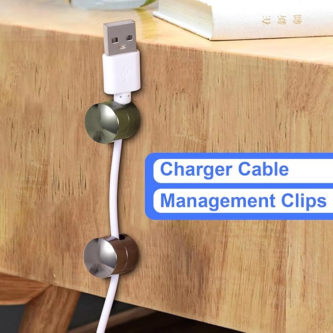 3 Sets Charger Holders for Cords, Gold/Silver/Antique Copper Adjustable Cable Anchor Holders, Adhesive Metal Cord Clips, Cable Management Wire Organizers for Desk, Office, Nightstand