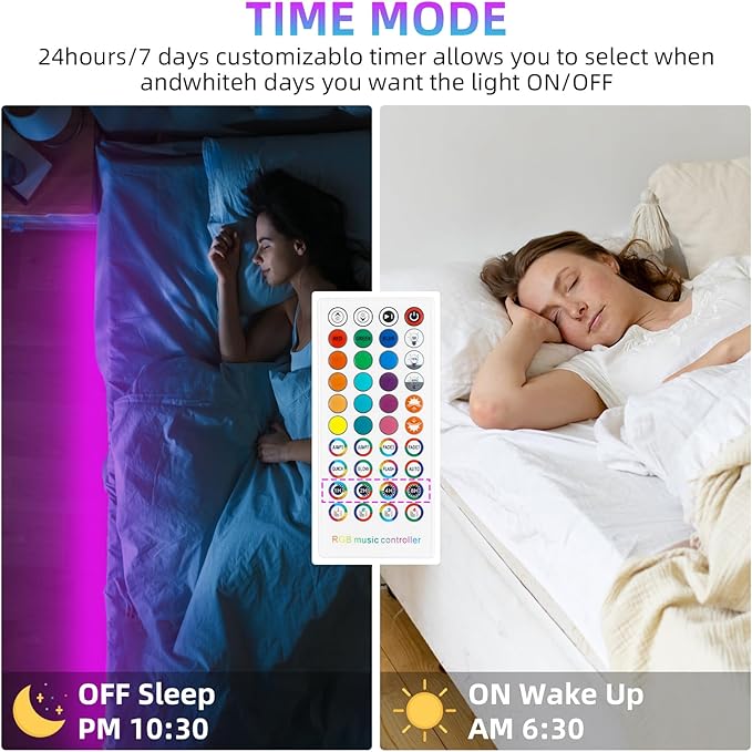 RGBZONE Bluetooth RGB LED Controller, 4-PIN Smart Music LED Strip Lights Controller, 40-Keys IR Remote Control for 5V/12V/24V SMD 5050 3528 RGB LED Strip Lights