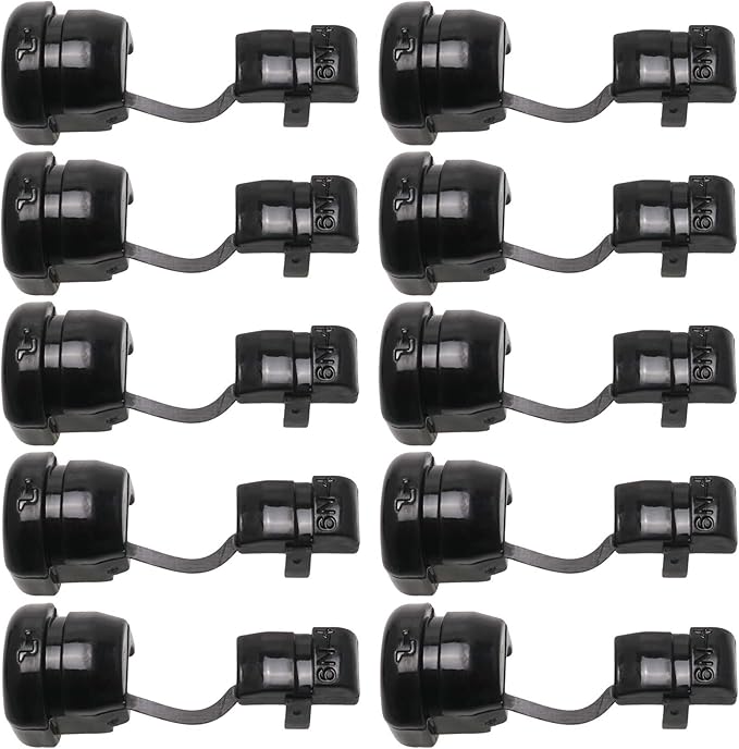 HJ Garden 10pcs Wire Cover Round Cable Wire Strain Relief Bush Grommet Round Strain Relief Bushing Electric Cable Protection Cord Buckle, Black