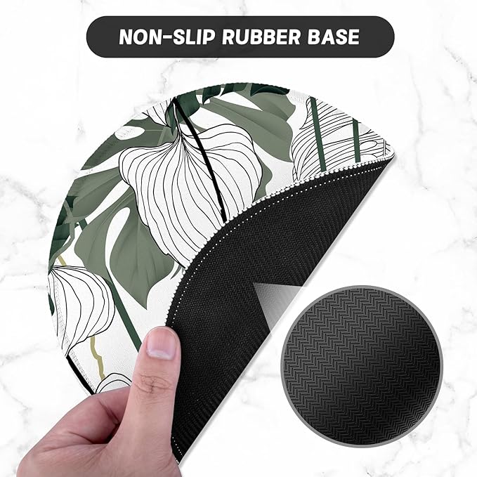 ITNRSIIET Round Mouse Pad with Stitched Edge Premium-Textured Waterproof Non-Slip Rubber Base Desktop Protection Mat Diameter 8.7 inches, Tropical Plant