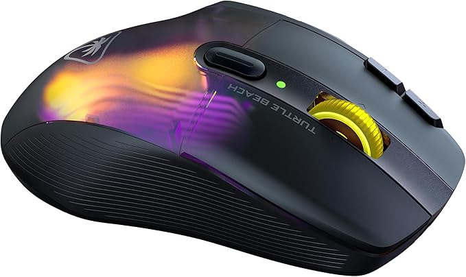 Turtle Beach Kone XP Air Wireless Customizable Ergonomic RGB Gaming Mouse, Bluetooth, 19K DPI Optical Sensor, 100-hour Battery & Charging Dock, 29 Programmable Inputs & RGB Lighting, 4D Wheel – Black