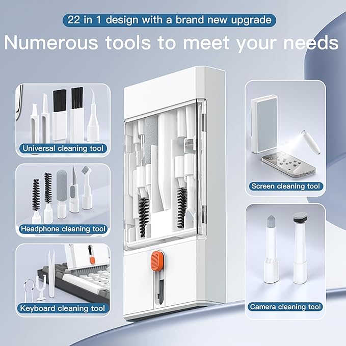 22 in 1 Precision Cleaning Kit – Professional Electronic Cleaning kit Cleaning Tools for Phone, airPods Headset, Keyboards, Cameras, Laptop & More