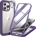 Miracase for iPhone 15 Pro Case Full-Body Built-in Glass Screen Protector& Camera Protector, Military Protective 15 Pro Phone Case Cover 6.1 inch, Purple