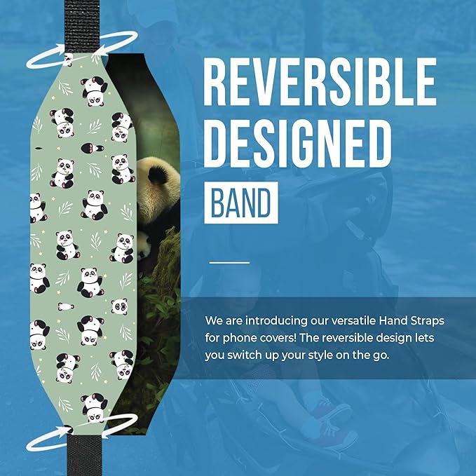 Phone Grip Strap - Pack of 2 Reversible Finger Holder for Phone Back, Customizable Anti-Slip Design, Wireless Charging Compatible Detachable Holder for iPhone - Pandamodium
