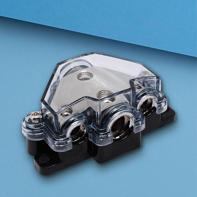 1pc Distribution Block 1 in 3 Ways Out Power Distribution Block Car Audio 1x4 Gauge Input 3x8 Gauge Output Ground Distribution Block for Automotive
