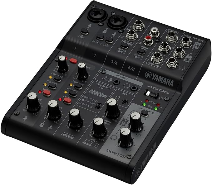 Yamaha AG06MK2 Black 6-Channel Live Streaming Loopback Mixer/USB Interface with Steinberg Software Suite