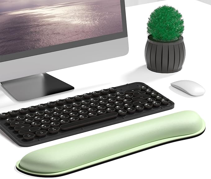 Dapesuom Enlarge Keyboard Wrist Rest, Memory Foam Keyboard Wrist Cushion for Computer Desk Mats Support, Typing Pain Relief Ergonomic Mouse Pad Rests with Non-Slip Base for Gaming, Laptop, Lake Green